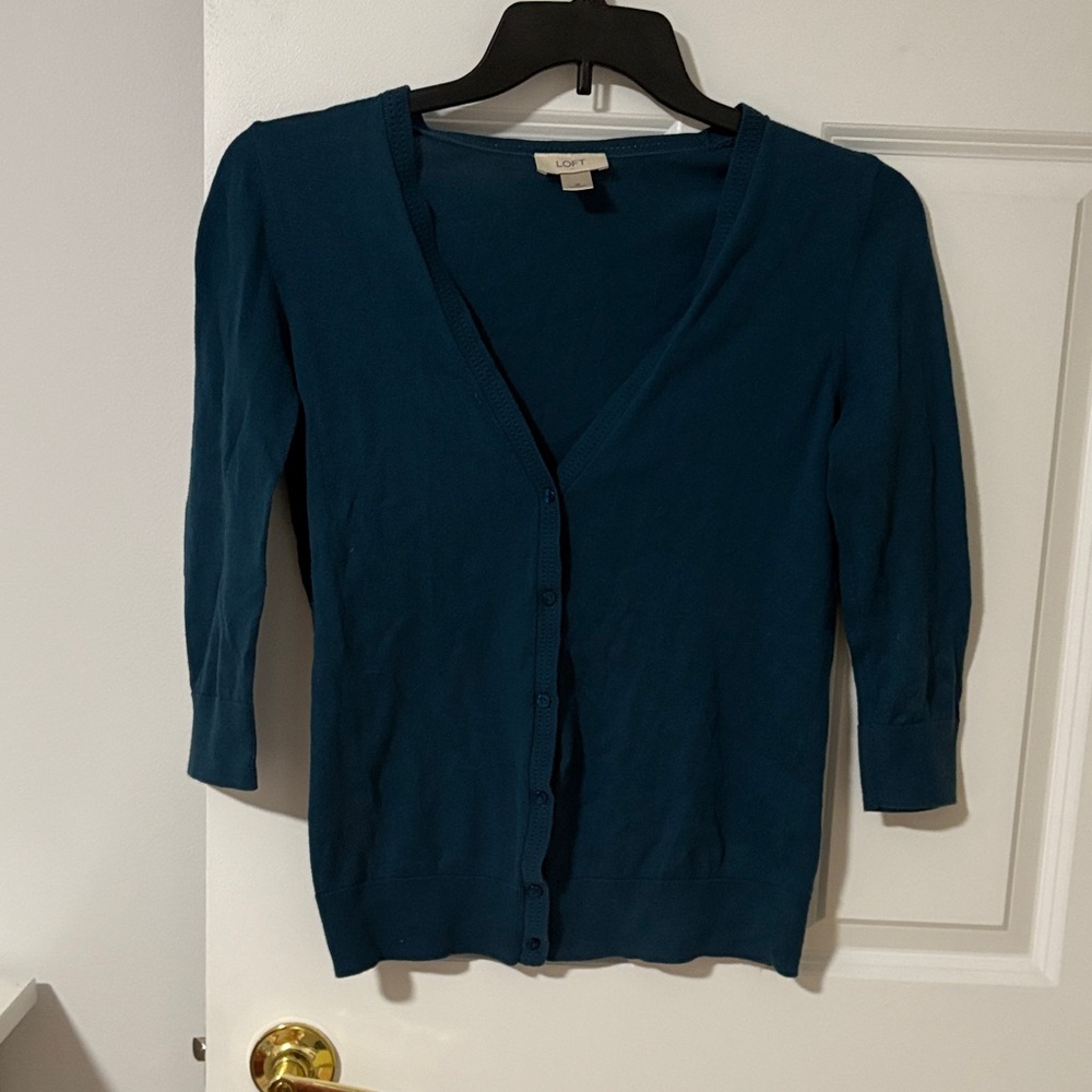 LOFT Women's Deep Blue Cardigan Sweater